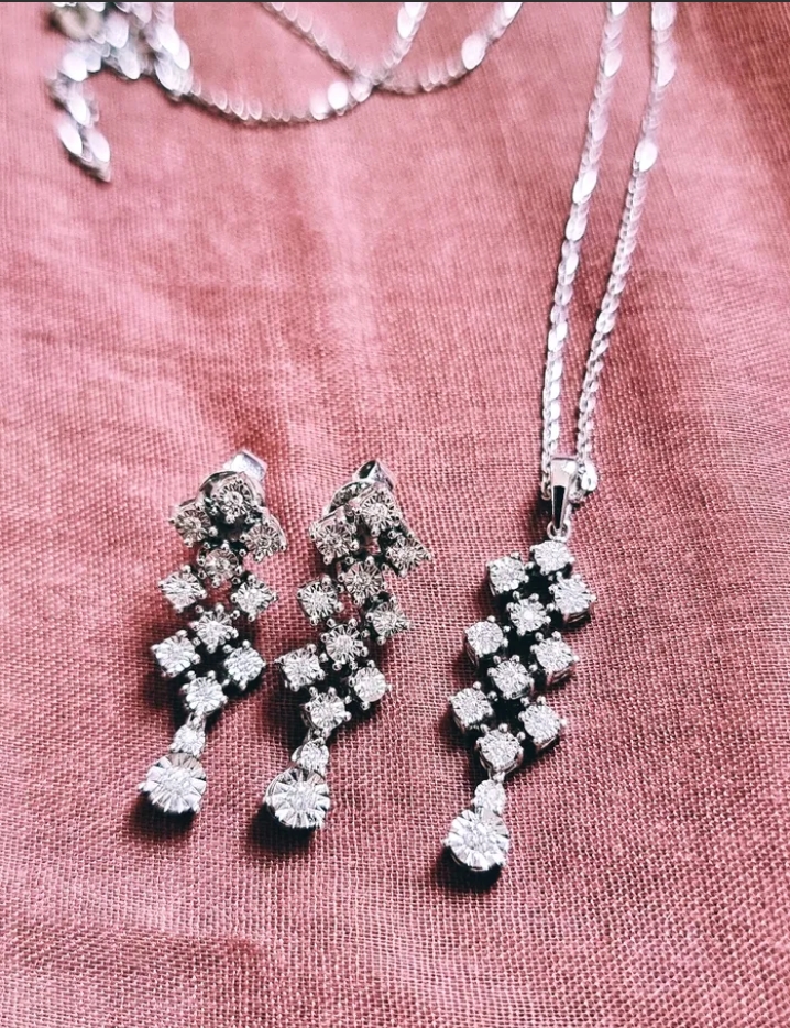 Diamond Necklace and matching Earrings