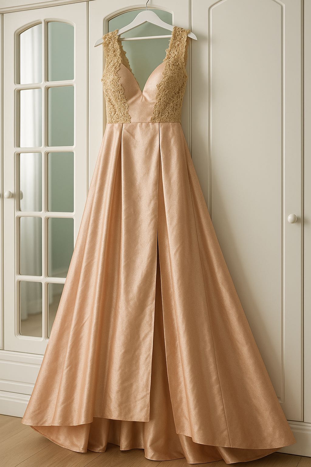 فستان سهرة لحمي مذهب